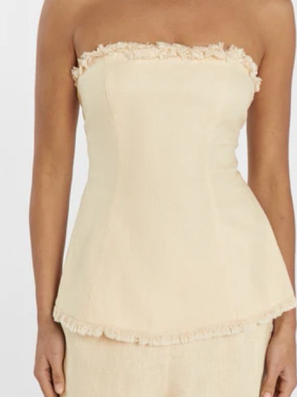 DISSH Zahara Lemon Linen Fringed Corset Top Size US 6 / AU 10